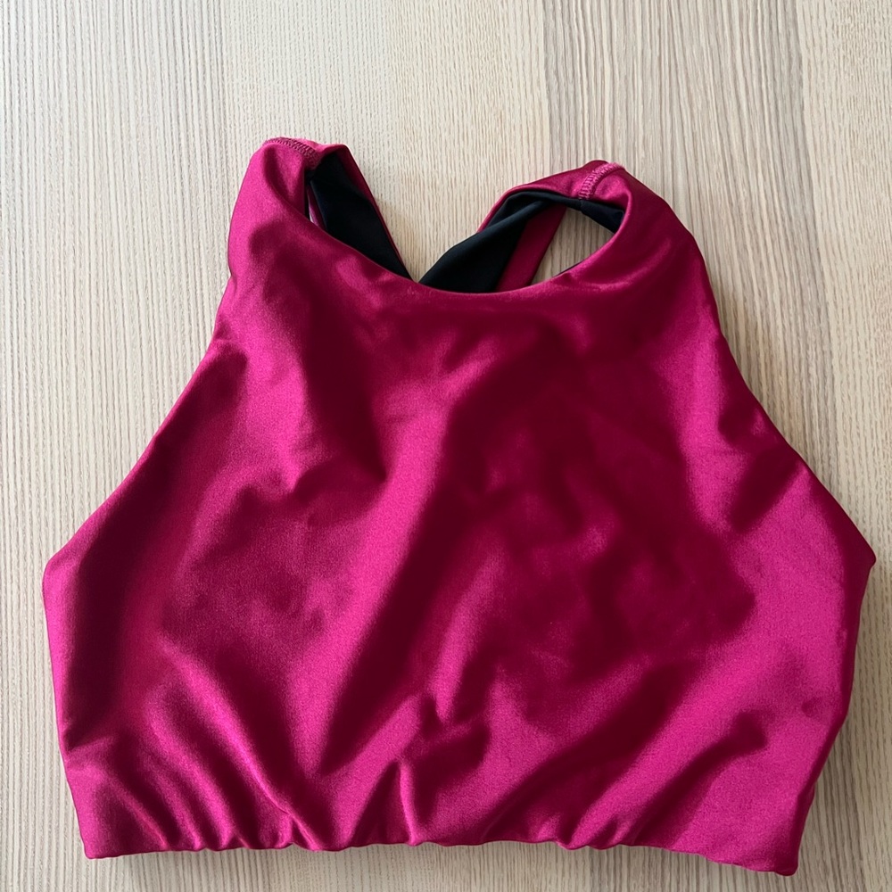Emily Hsu Designs Made in USA High-Neck Sports Bra - Cherry Pink